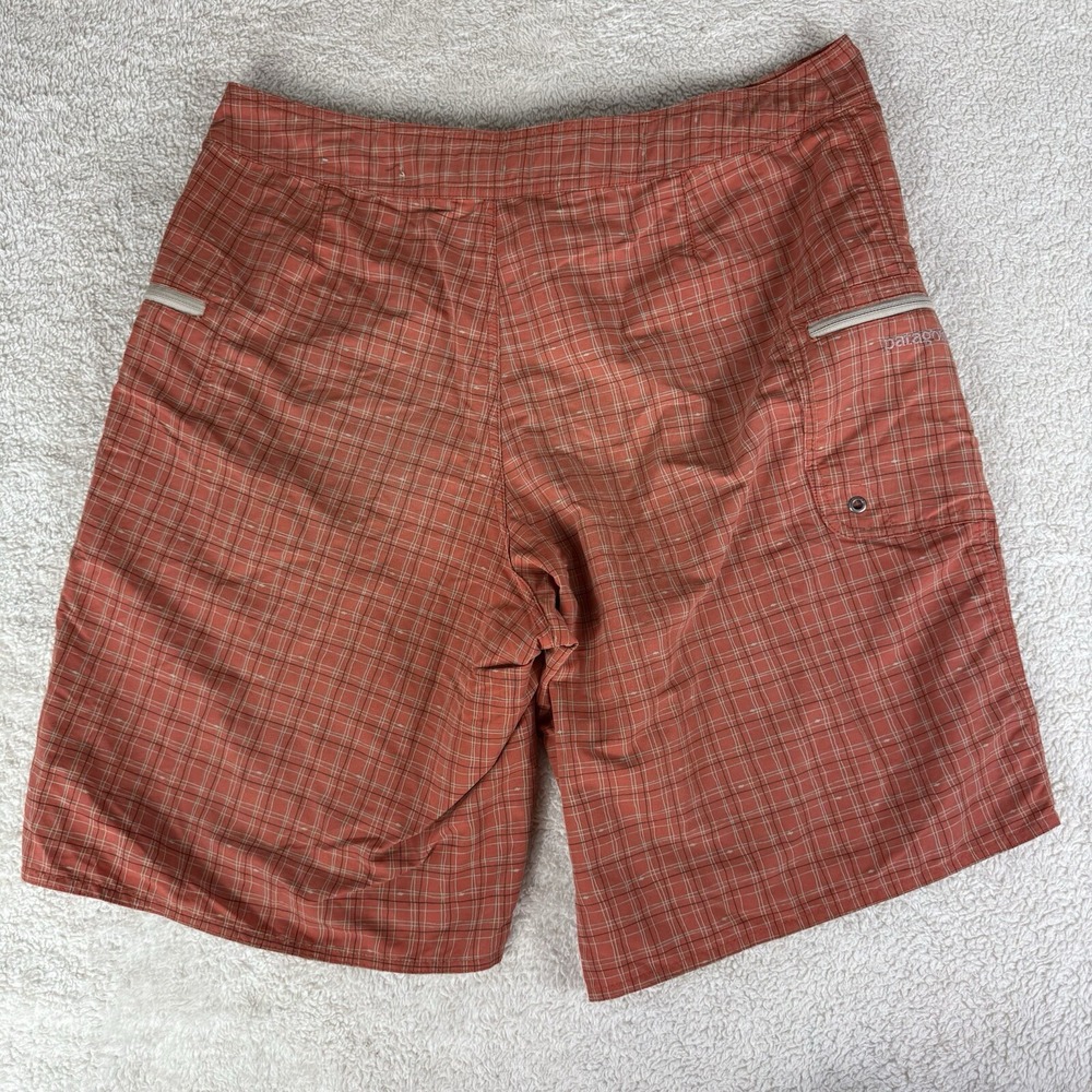 Patagonia Marlwalker‎ Boardshorts 10" Ins 82120 Orange Plaid Mens Size 36 - Picture 10 of 14